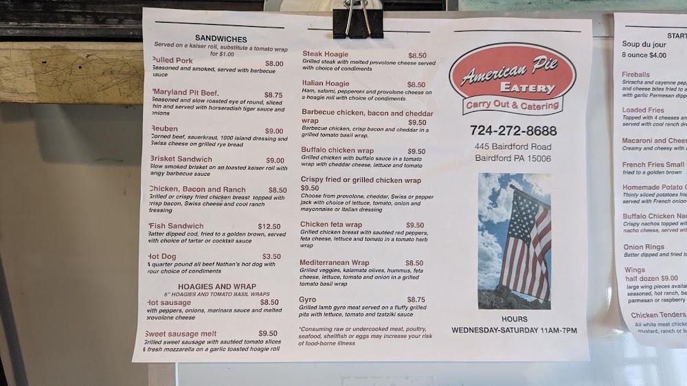 American Pie Eatery Menu image 1